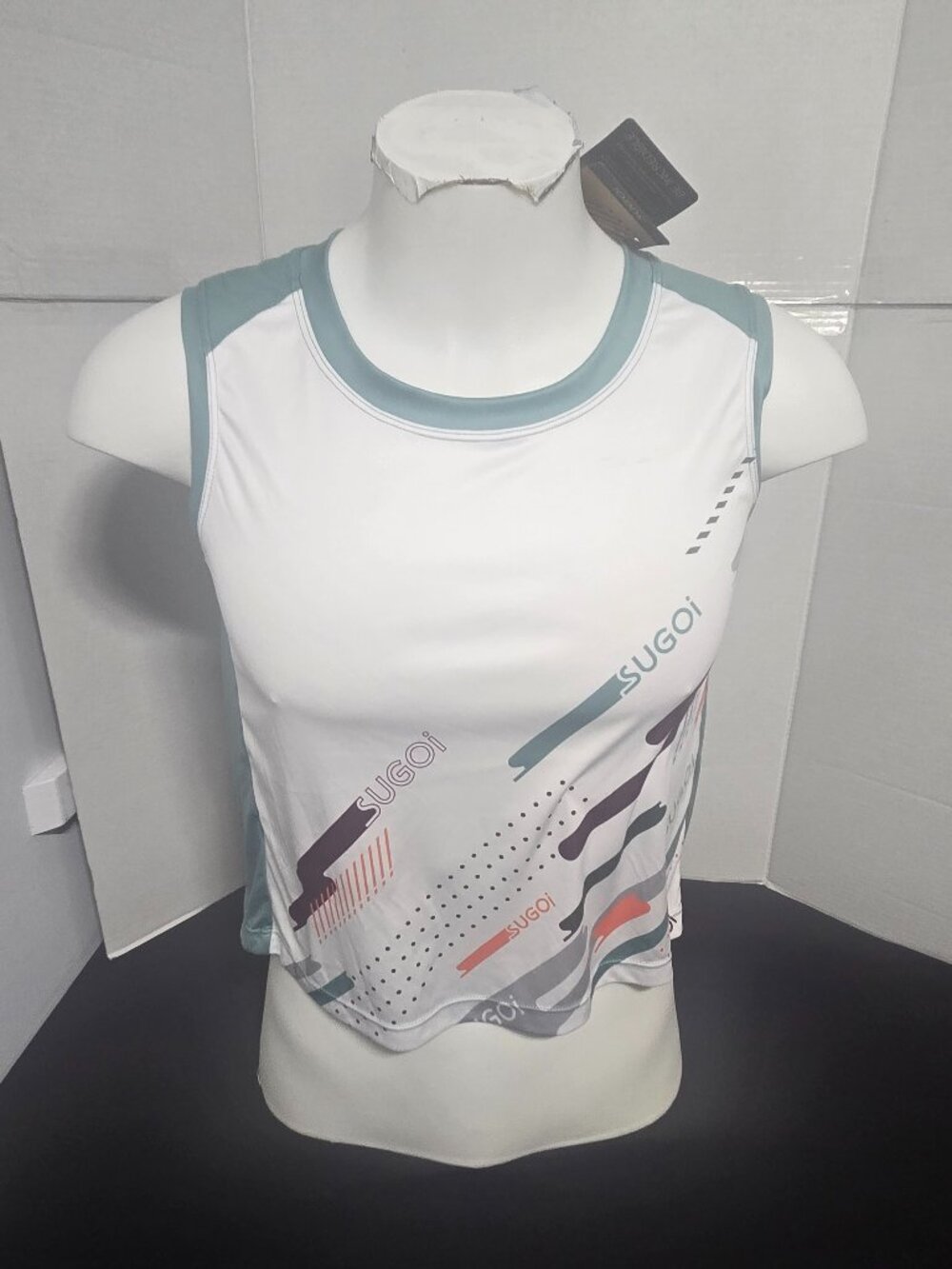 NWT Sugoi Women's Performance Running Tank Top Medium White/Teal Reflective